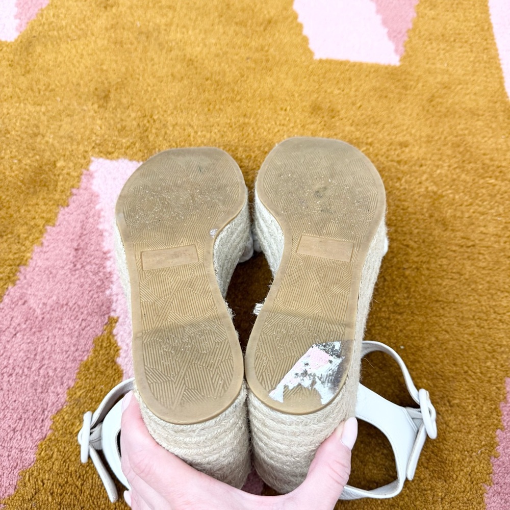 Veronica Beard Reema Espadrille Platform Wedge Sandals White Leather Size 8 - Picture 6 of 6